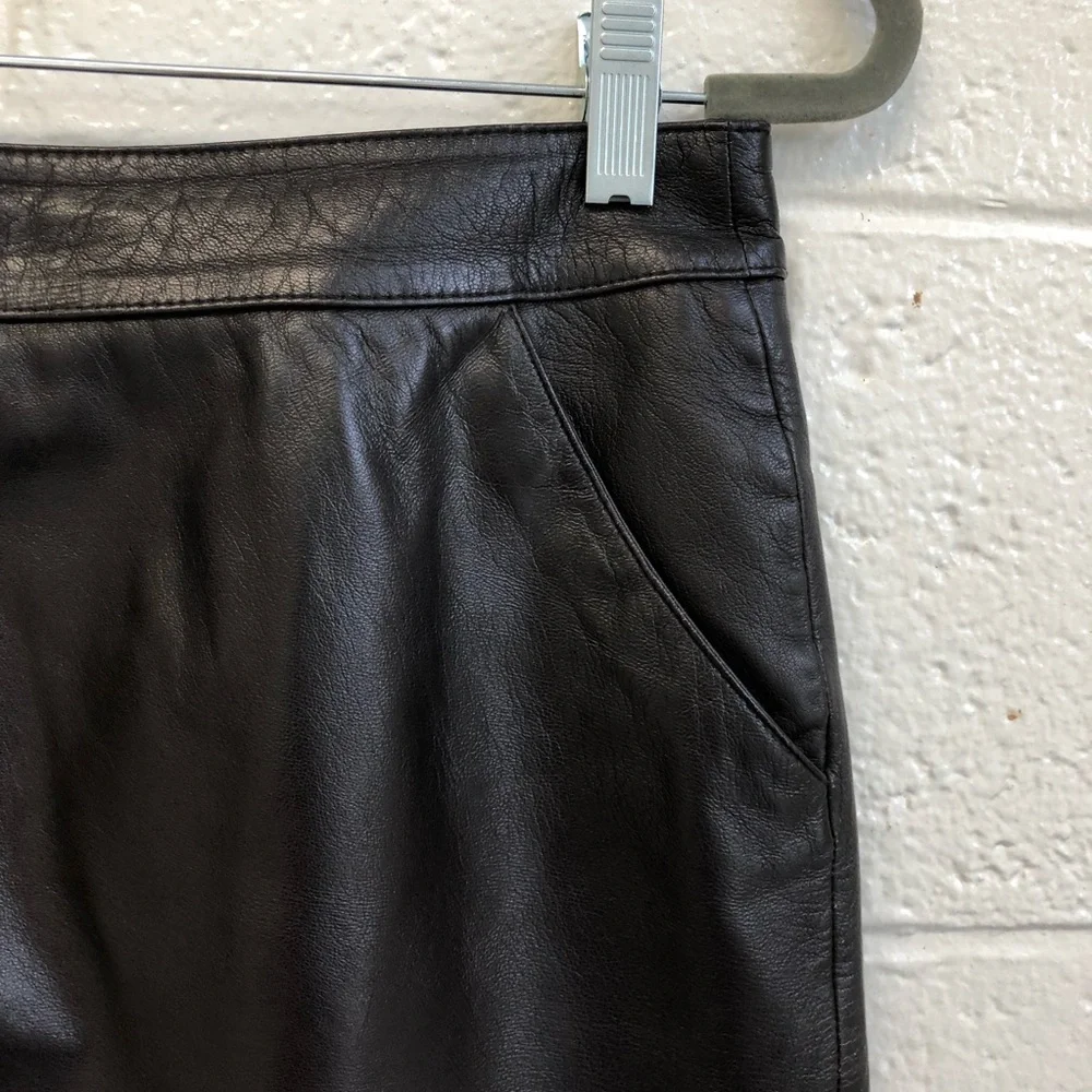 Saks SFA Chocolate Brown Petites Leather Skirt Sz.‎ 12P
